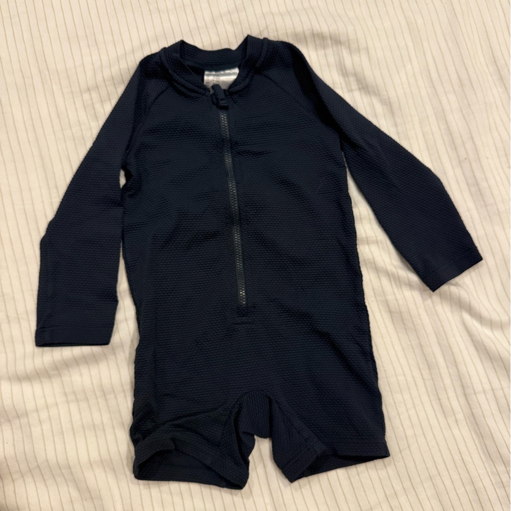 H&M Kids Navy Blue Long Sleeve One-Piece Swim Suit